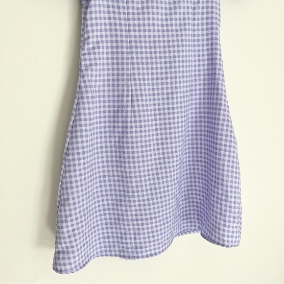 H&M Divided Gingham A Line Square Neck Ruffle Mini Dress Purple Size XS - Picture 8 of 9